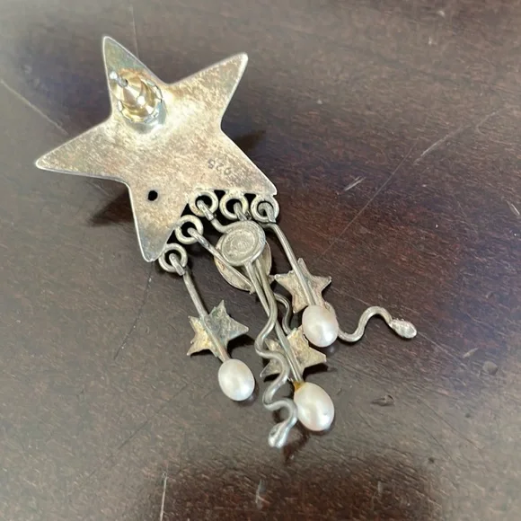 SALE!! Seriously Funky Sterling, Pearl & Stone Earrings - Picture 3 of 3